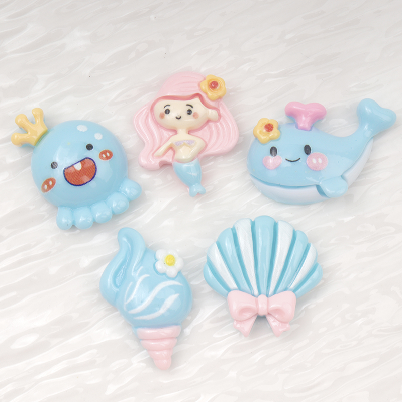 Marine Aquarium Decorations - 10/100개 귀여운 블루 플랫백 레진 스크랩북킹
