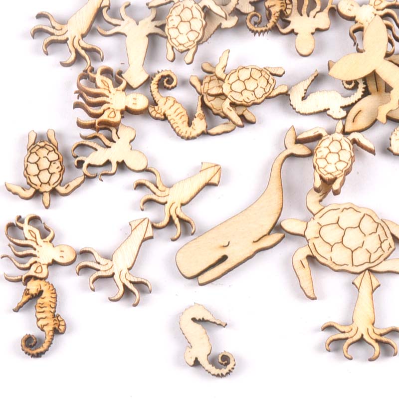 Marine Aquarium Decorations - 20Pcs 25-40mm 바다 거북/말/고래 나무 DIY