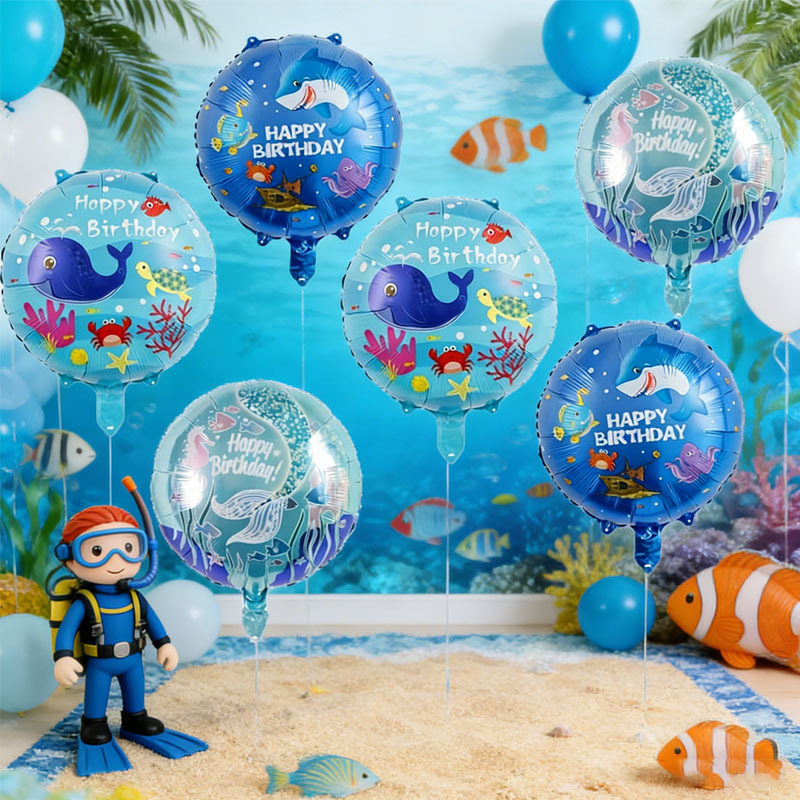 Marine Aquarium Decorations - 6개입 바다 테마 파티 풍선 세트,