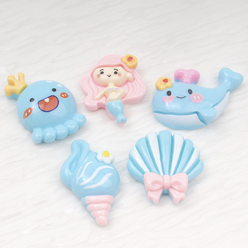 10/100개 귀여운 블루 플랫백 레진 스크랩북킹 DI - Marine Aquarium Decorations 리뷰 및 가격