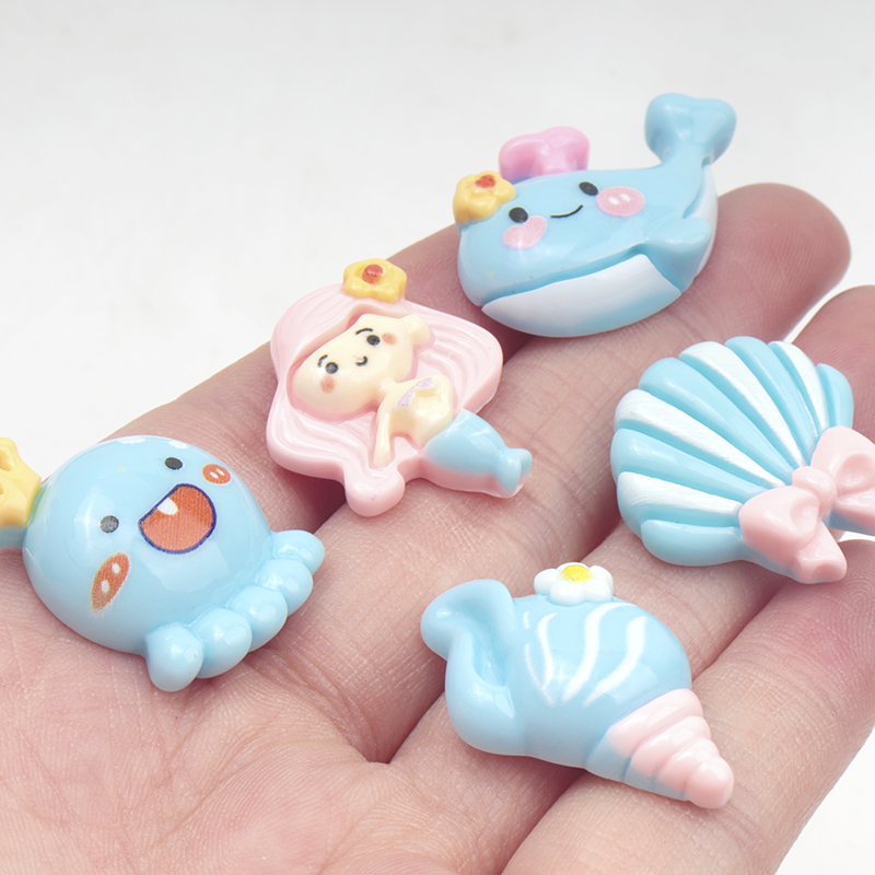 10/100개 귀여운 블루 플랫백 레진 스크랩북킹 DI - Marine Aquarium Decorations 리뷰 및 가격
