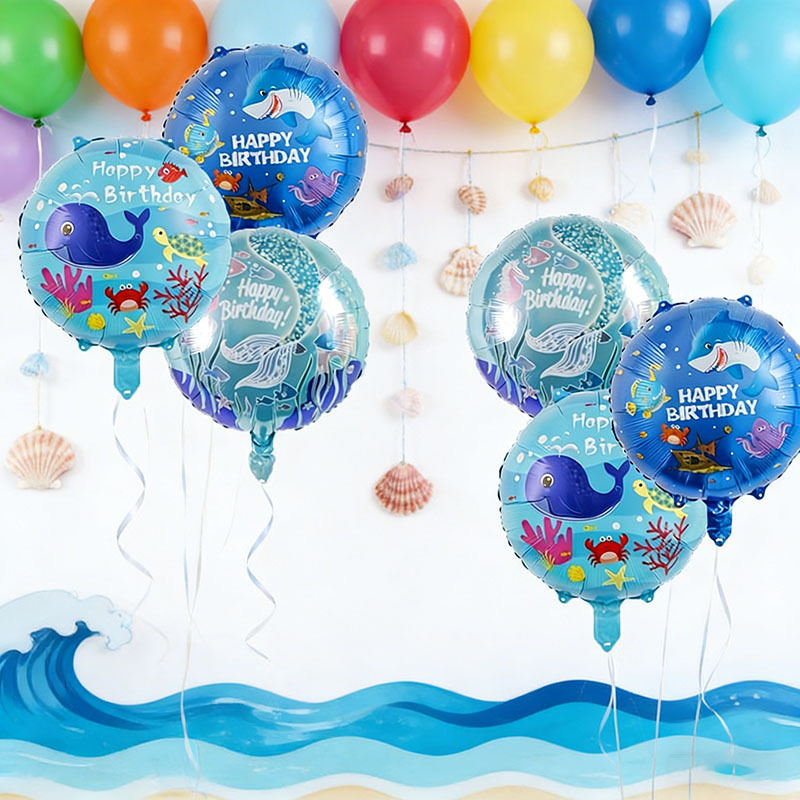 6개입 바다 테마 파티 풍선 세트, 인어, 상어, 고래 - Marine Aquarium Decorations 리뷰 및 가격
