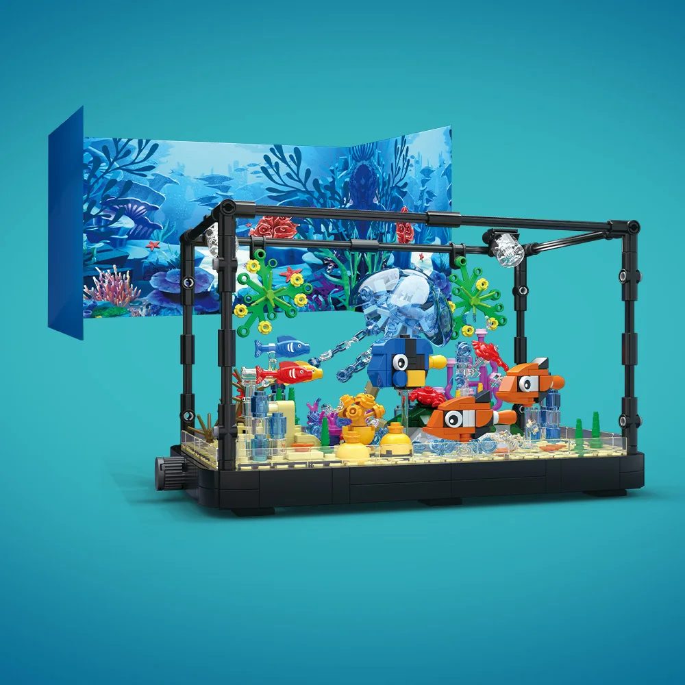 조명이 포함된 어항 빌딩 블록 세트, 수족관, 해양 거 - Marine Aquarium Decorations 리뷰 및 가격
