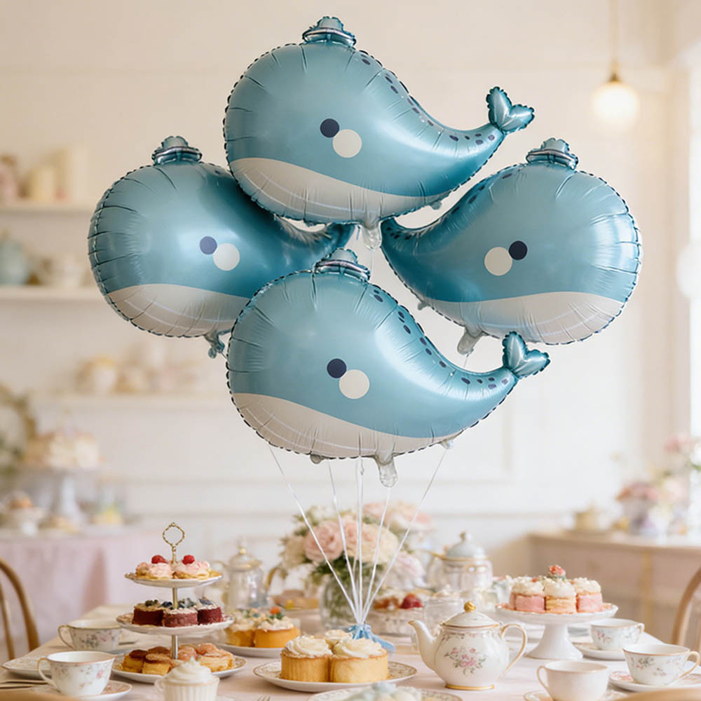5pcs 만화 고래 호일 풍선 세트 어린이 날 생일 기 - Marine Aquarium Decorations 리뷰 및 가격