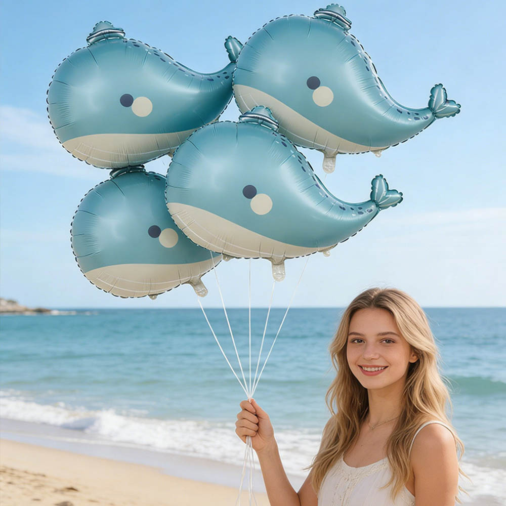 5pcs 만화 고래 호일 풍선 세트 어린이 날 생일 기 - Marine Aquarium Decorations 리뷰 및 가격