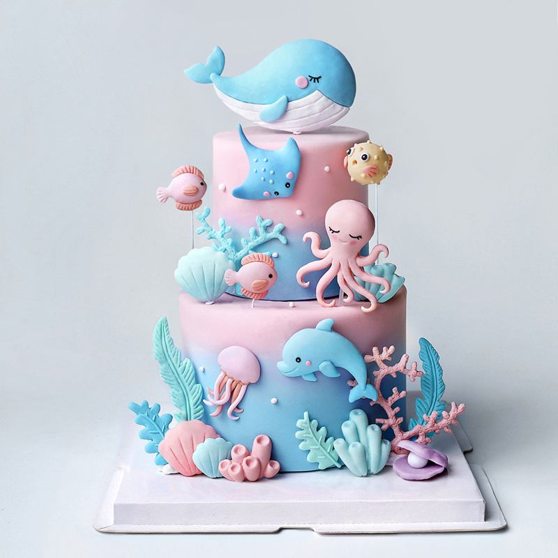 바다 문어 고래 케이크 장식 동물 케이크 토퍼 장식 바 - Marine Aquarium Decorations 리뷰 및 가격